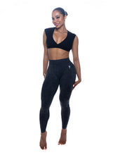 Load image into Gallery viewer, BLACK ACID WASH ENHERGY V-CUT TIGHTS