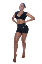 Load image into Gallery viewer, BLACK ACID WASH ENHERGY V-CUT SHORTS